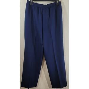 Solos By Koret Blue Flat Front Pull On Dress Pants 14 Lightweight Soft Stretchy